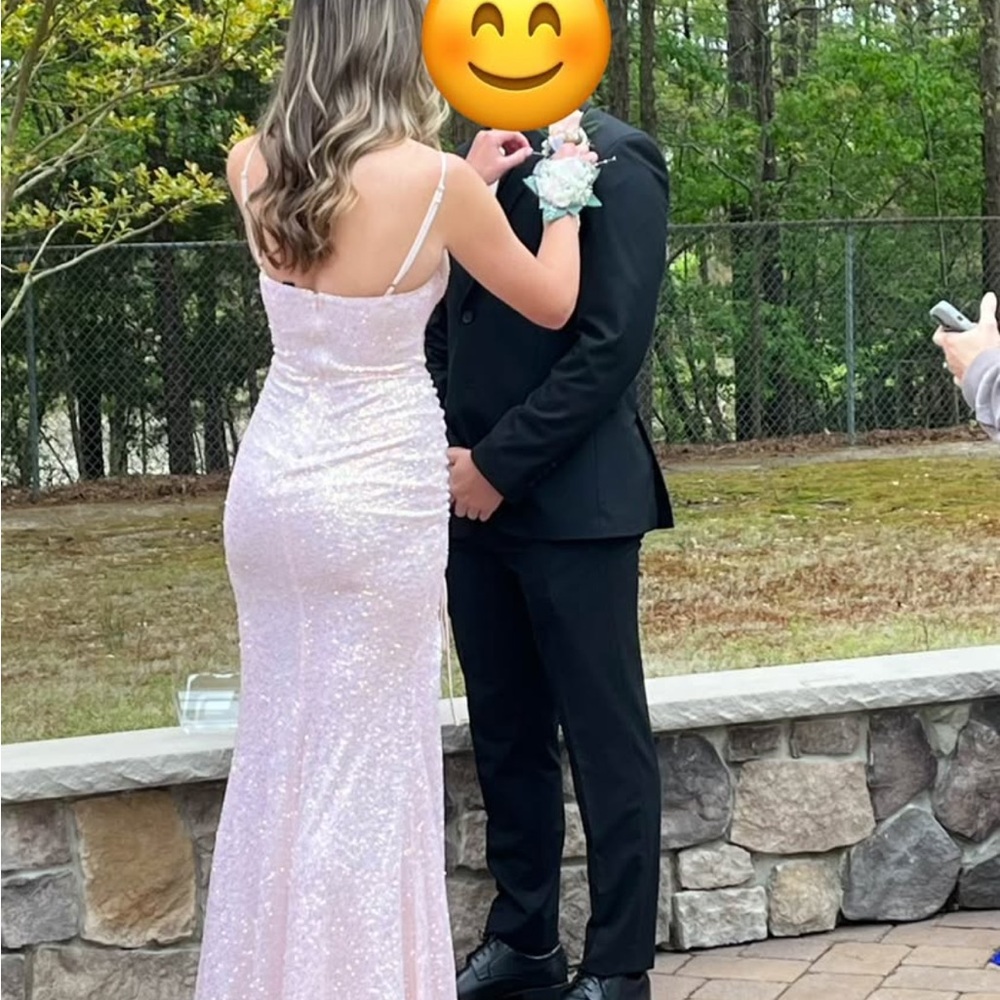 Elegant Pink Sequin Prom Dress